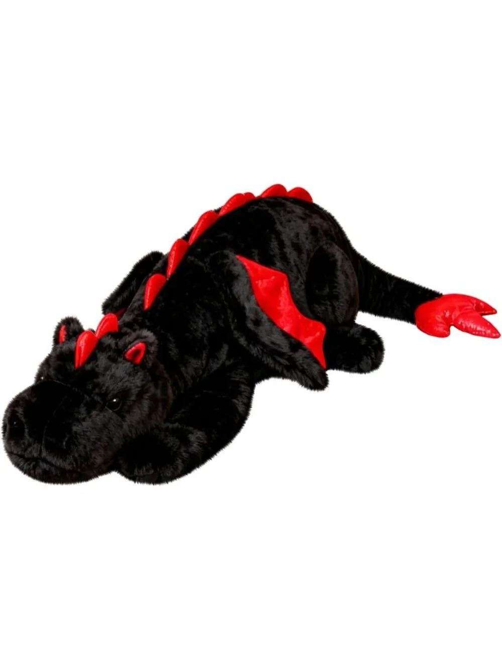 Giant 50in Black Dragon Plush Toy - Jumbo Stuffed Animal with Wings, Cuddly Gift